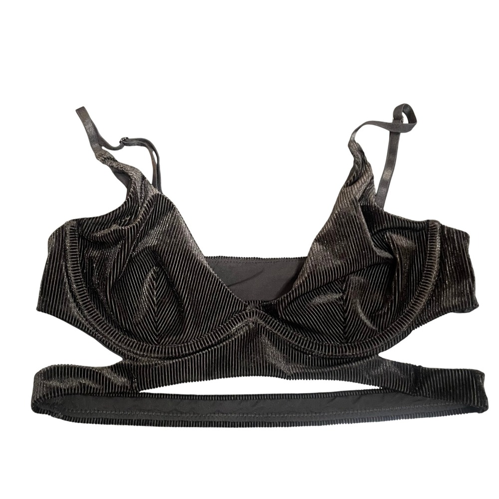 Out‎ From Under Urban Outfitters Black Corduroy Velvet Underwire Bralette Large